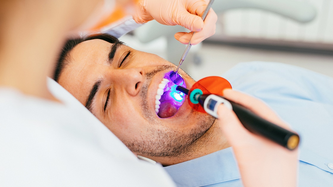 sealing light being used on patient